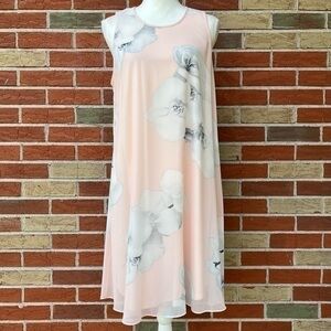 NWT Calvin Klein Floral Sleeveless Pink Peach White Babydoll Dress 👗